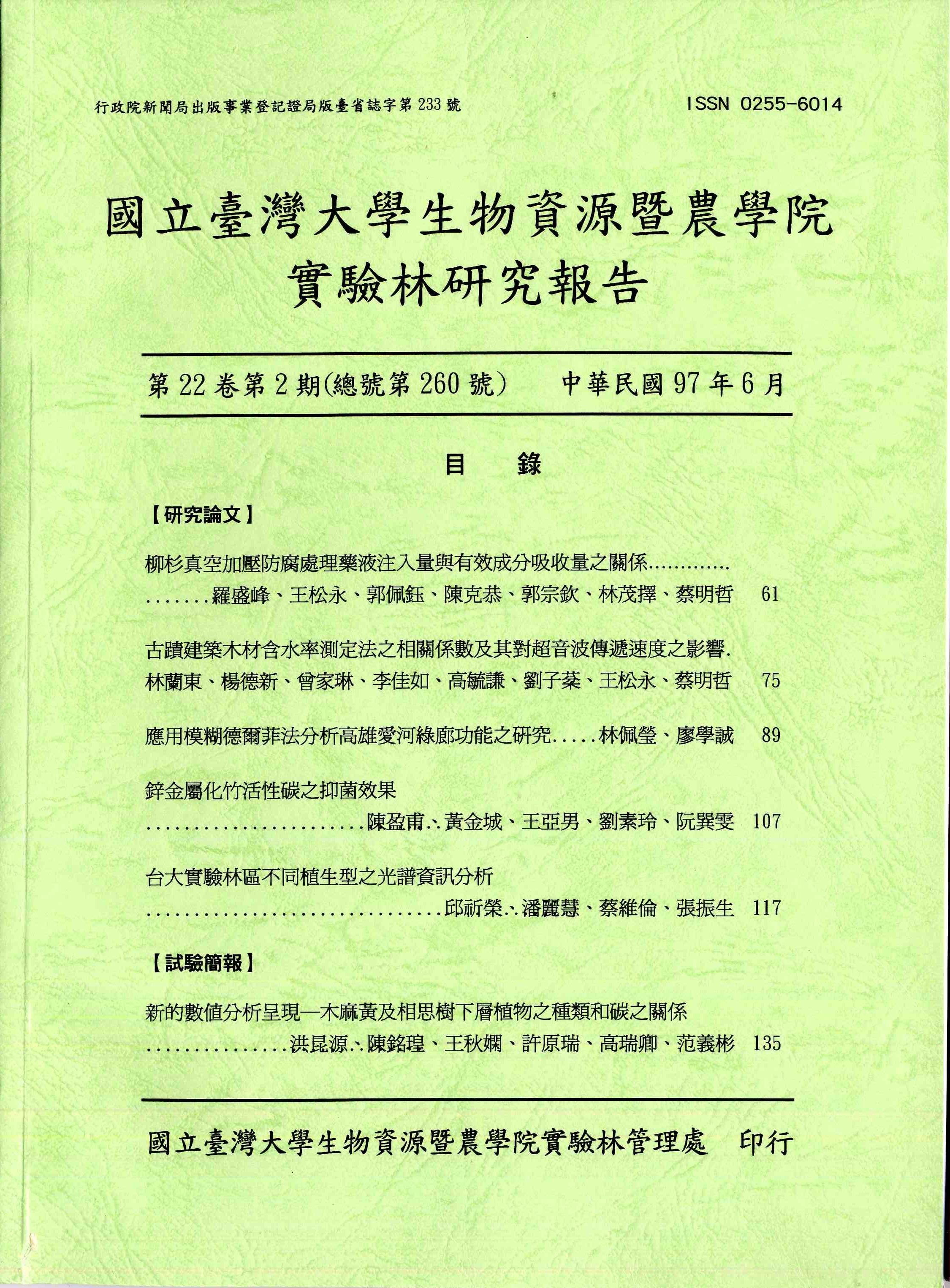 國立台灣大學農學院實驗林研究報告